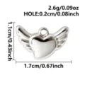 Silver heart wings pendant DIY jewelry accessory, compact size with clear dimension specs. - Winged Heart Style (S3529-S)