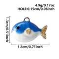 Leuke blauwe kogelvis geëmailleerde roestvrijstalen bedel hanger voor DIY sieraden accessoires. - Zilveren Kogelvis (B255-S-S) / 1.8x1.3cm
