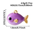 Leuke paarse geëmailleerde vis hanger roestvrij staal DIY sieraden accessoire bedel - Gouden Paarse Kogelvis (B255-G-Purple) / 1.8x1.3cm