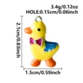 Roestvrij staal cartoon eend hanger met roze strik en blauwe vleugel, schattige DIY sieraden. - Zilveren Eend (B258-S) / 2.1x1.5cm