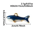Roestvrij staal blauwe haai geëmailleerde hanger bedel voor DIY sieraden maken en ketting - Gouden Haai (B259-G) / 2x0.8cm