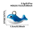 Blauwe geëmailleerde walvis hanger DIY sieraden accessoire, schattig dier design voor ketting. - Zilveren Walvis (B268-S-S) / 1.5x1cm