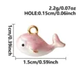 Roestvrij staal schattige roze walvis emaille hanger DIY sieraden accessoire maten - Gouden Roze Walvis (B268-G-Pink) / 1.5x1cm