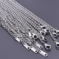 Catene per collana fai da te in acciaio inossidabile sfuse con moschettoni e catenine di estensione. - Stile Argento (N23-S) / Pezzo Singolo