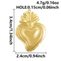 Ciondolo cuore in acciaio inox dorato accessorio gioiello diy con dimensioni dettagliate. - Sacro Cuore Oro (S3192-G)