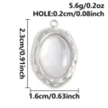 Stainless steel oval pendant charm with natural mother of pearl inlay for DIY jewelry making - S3286-Irregular Oval (S3286) / 2.3x1.6cm / Silver (White Shell)