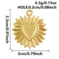 Ciondolo girasole a cuore in acciaio inossidabile placcato oro 18k accessorio gioielli DIY - Cuore Girasole Oro (S3194-G)