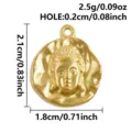 Ciondolo testa di Buddha in acciaio inossidabile dorato accessorio gioiello DIY 1.8cm - Moneta Testa di Buddha Oro (S3195-G)
