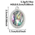 Stainless steel oval pendant with natural shell inlay DIY jewelry accessory component charm - S3274-Oval Beaded Edge (S3274) / 2.5x1.7cm / Silver (Abalone Shell)