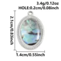 Stainless steel oval pendant natural shell inlay DIY jewelry accessory component 2.1x1.4cm - S3276-Oval (S3276) / 2.1x1.4cm / Silver (Abalone Shell)