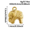 Ciondolo elefante in acciaio inossidabile dorato, accessorio gioiello fai-da-te con dimensioni. - Elefante Con Trama Oro (S3200-G)
