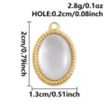 Stainless steel oval pendant inlaid with natural shell 18k gold plated DIY jewelry accessory. - S3272-Oval (S3272) / 2x1.3cm / Gold (White Shell)