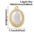 Stainless steel oval mother-of-pearl pendant gold plated DIY jewelry accessory 2.5cm - S3274-Oval Beaded Edge (S3274) / 2.5x1.7cm / Gold (White Shell)