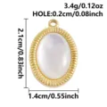 Stainless steel oval pendant with natural shell inlay and gold plated jewelry SKU - S3276-Oval (S3276) / 2.1x1.4cm / Gold (White Shell)