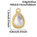 Stainless steel teardrop pendant, natural shell inlay, 18k gold plated DIY jewelry accessory. - S3285-Water Drop (S3285) / 1.3x0.8cm / Gold (White Shell)