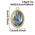 Stainless steel oval pendant with natural shell inlay gold plated DIY jewelry charm. - S3272-Oval (S3272) / 2x1.3cm / Gold (Abalone Shell)