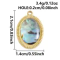 Stainless steel oval pendant with natural shell inlay, gold plated DIY jewelry accessory. - S3276-Oval (S3276) / 2.1x1.4cm / Gold (Abalone Shell)