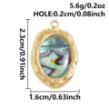Gold plated stainless steel oval pendant with natural abalone shell inlay, 2.3x1.6cm DIY jewelry - S3286-Irregular Oval (S3286) / 2.3x1.6cm / Gold (Abalone Shell)