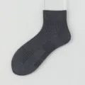 Men grey ribbed mid-tube socks, breathable summer thin cotton silk daily casual socks. - One Size / Dark Gray