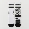 Men's athletic basketball crew socks with cushioned towel bottom, breathable and anti-slip sports. - One Size / White Black Grey