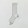 Men's solid light grey silk mid-calf dress socks breathable comfortable business wear - One Size / Silver Gray