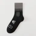 Men's Mid-Tube Athletic Sports Basketball Socks Thickened Terry Cushion Breathable Black Grey - One Size / Black and Gray