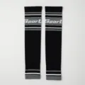 Black sports compression leg sleeves, athletic calf support with striped design variant - One Size / Black