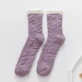 Soft cozy plush fuzzy winter socks for women thick warm coral fleece floor sleep socks - One Size (35-42) / Deep purple