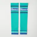 Turquoise compression sports leg sleeves with stripes for running and fitness yoga - One Size / Green