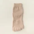 Beige Men's Five-Toe Socks Pure Cotton Breathable Mid-Calf Split-Toe Athletic Variant - One Size / Beige