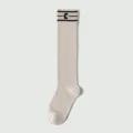 Women breathable mesh knee high socks casual solid color long tube socks anti-slip - One Size / Mesh Extended Style / Beige