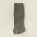 Men's solid color olive green five toe mid-calf socks breathable cotton casual socks - One Size / Army Green