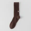 Herren braune Freizeitsocken Baumwolle gerippt Streetwear bestickte Socken stylisch Alltag - Einheitsgröße / Kaffeebraun