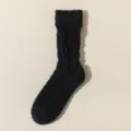 Calze lunghe calde in pile corallo soffice nero da donna per inverno comode e accoglienti - Taglia unica / Nero
