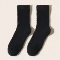 Calzini neri soffici in pile corallo per donne, calze calde invernali peluche per la casa. - Taglia unica / Nero