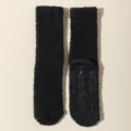 Black fuzzy fleece cozy warm floor socks, thick soft winter home sleep socks for women. - One Size / Black