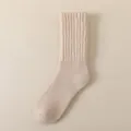 Gezellige winter wollen sokken voor heren, dikke fleece gevoerde warmte, geribbeld ontwerp. - Eén maat / Kaki