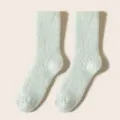 Calzini medi morbidi in pile corallo verde menta da donna Caldi calzini invernali - Taglia unica / Verde Chiaro