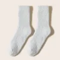 Cozy white fluffy plush socks for women, thick warm winter home sleep floor socks. - One Size / Grey Blue