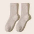 Soft thick coral fleece women winter socks warm cozy home floor sleep mid tube socks - One Size / Khaki