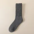 Heren dikke wollen winter sokken, donkergrijze warme kaschmir look variant optie. - Eén maat / donkergrijs
