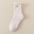 Fluffy coral fleece women socks warm winter fuzzy cozy home sleep socks with cute gold heart embroidery - One Size / Lotus root pink