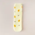 Fuzzy winter mid-tube socks in soft yellow with cute leaf and heart patterns for cozy warmth. - One Size (35-42) / Mango