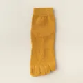 Men's cotton five toe crew socks in mustard yellow, comfortable and breathable design. - One Size / Turmeric