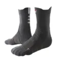 Men's dark grey athletic basketball crew socks with cushioned towel sole and ribbed support design. - Dark Gray