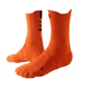Chaussettes de basketball athlétiques orange, semelle éponge épaisse, chaussettes de sport élite. - Orange