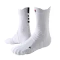 Chaussettes de Basketball Athlétiques Mi-Hautes pour Homme Blanches Amorties Pro Sport - Blanc