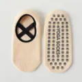 Calzini da yoga antiscivolo con cinturini incrociati e suola con grip beige per donna fitness - Taglia unica / Beige