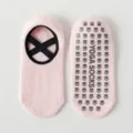 Calzini da yoga antiscivolo rosa per donna con cinturini incrociati e suola grip. - Taglia unica / Rosa