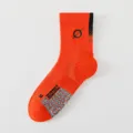 Men's athletic mid-tube running socks, orange towel bottom thickened anti-slip sports socks - One Size / Orange